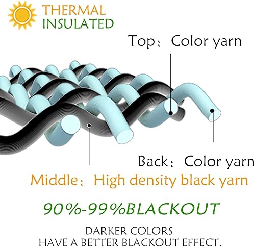 Miniatura 9 de Par de paneles de cortinas plisadas opacas de sarga satinada (2 paneles combinados, negro, 52 x 54 pulgadas)