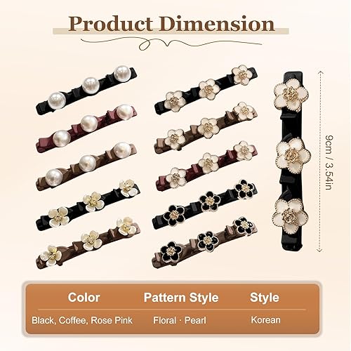 Miniatura 3 de Sparkling Crystal Stone Braided Hair Clips for Women, Elegant Floral Pearl Hair Claws for Wedding Party Daily Use (A)