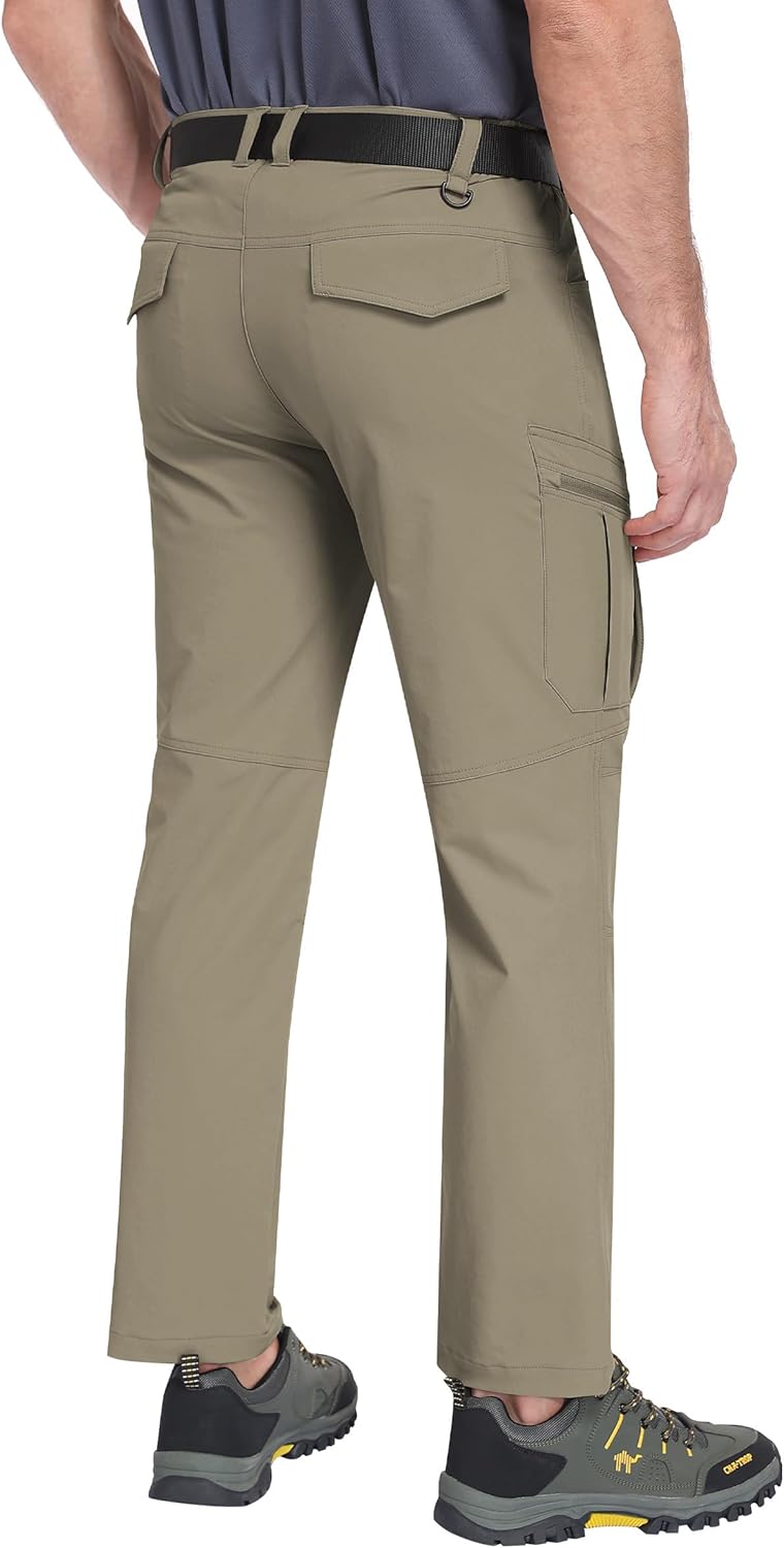 Mens Hiking Pants Waterproof Cargo Work Pants Lightweight Nylon Quick Dry Outdoor Travel Pants 6 Pockets - Image 2