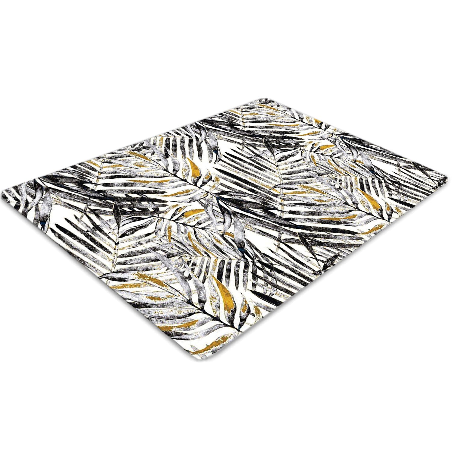 Tapis de protection de sol pour bureau à domicile avec motif feuilles noires élégant