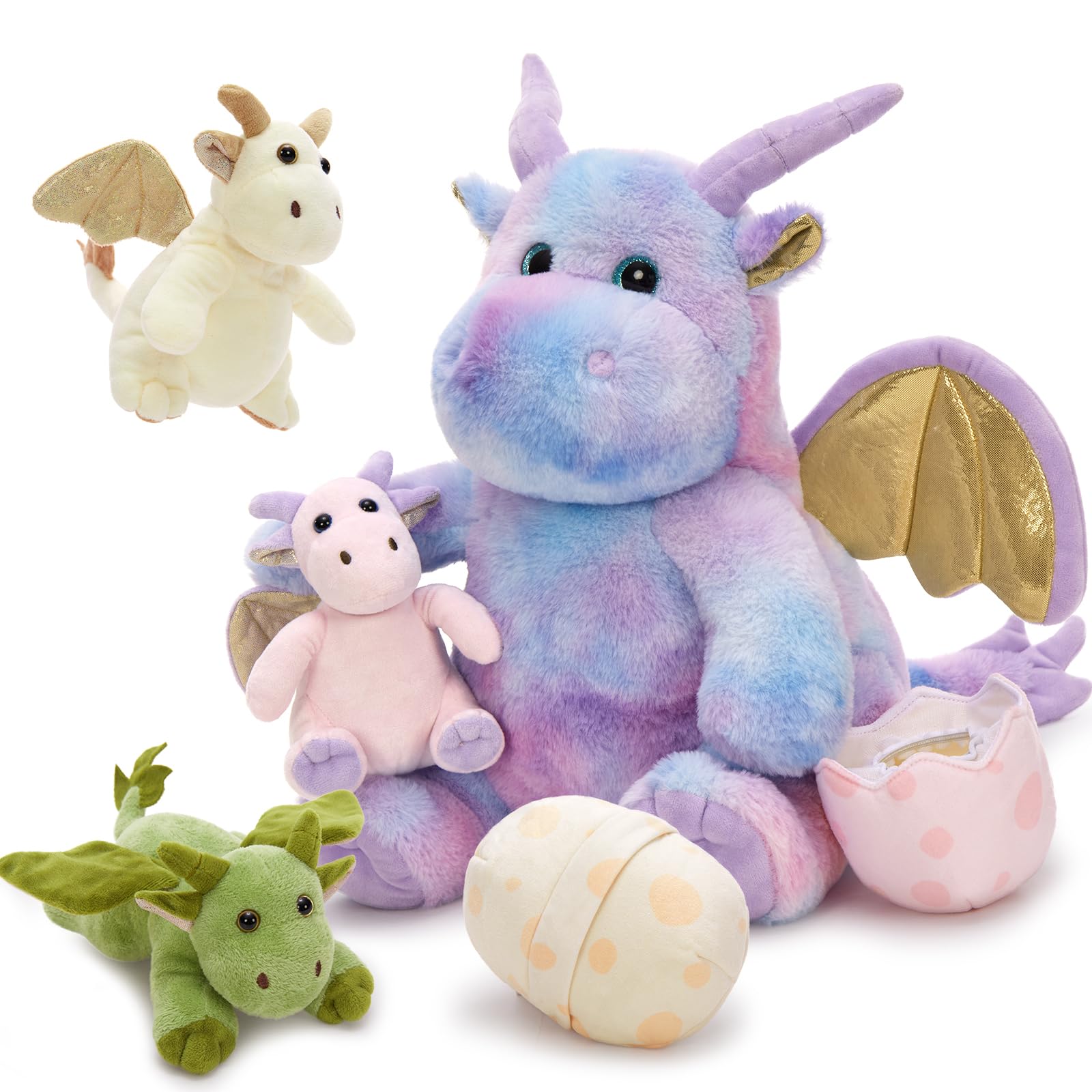 MorisMos Mamá Peluche Lagarto Verde con Bebe Suave Kawaii, 68cm Dragón Barbudo Juguete de Peluche Realista, Regalo Lagartos Morbido para Niños Niña Niños Navidad, Cumpleaños — view 23
