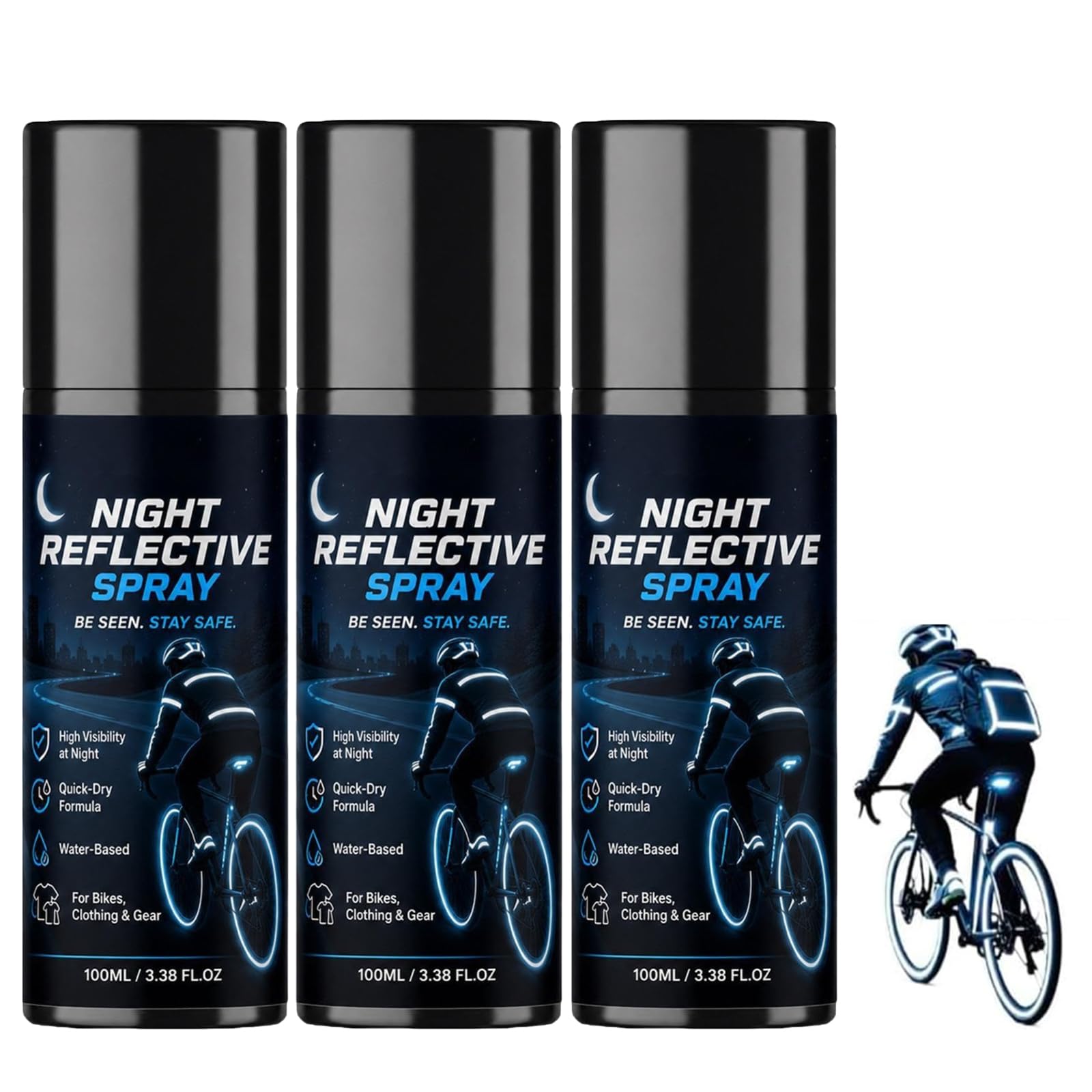 Night Reflective Spray - 100ml Clear Reflective Spray Paint Coating (3PC)