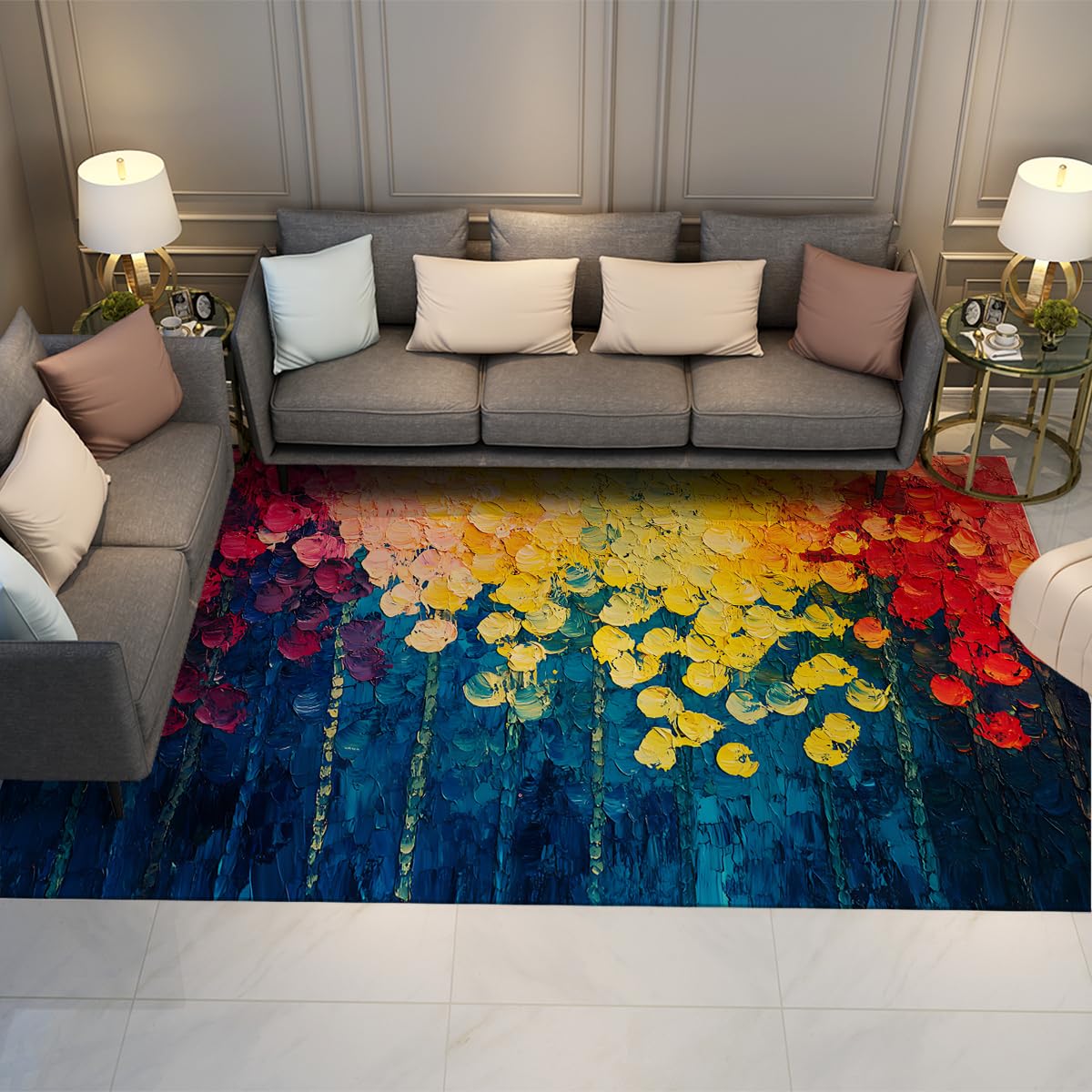 Tapis de chambre et pépinière 100x150cm avec motif d'arbre coloré lavable