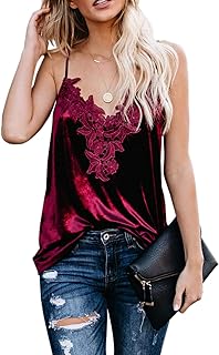 lime flare Women Sexy Velvet V Neck Lace Cami Tank Tops