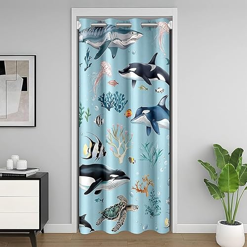 Miniatura 32 de jejeloiu Radio Boombox - Cortina para puerta de privacidad de 52 x 80 pulgadas, 1 panel retro para radio, armario, cortina para sala de estar, Azul