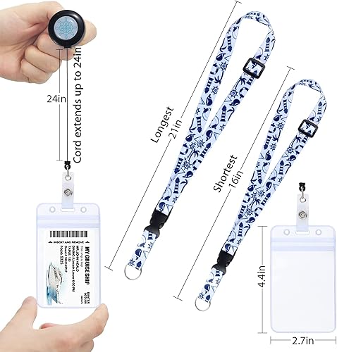 Miniatura 2 de Paquete de 4 cordones de crucero ajustables para tarjetas de identificación retráctiles, cordón desmontable para carnaval, crucero, impermeable,
