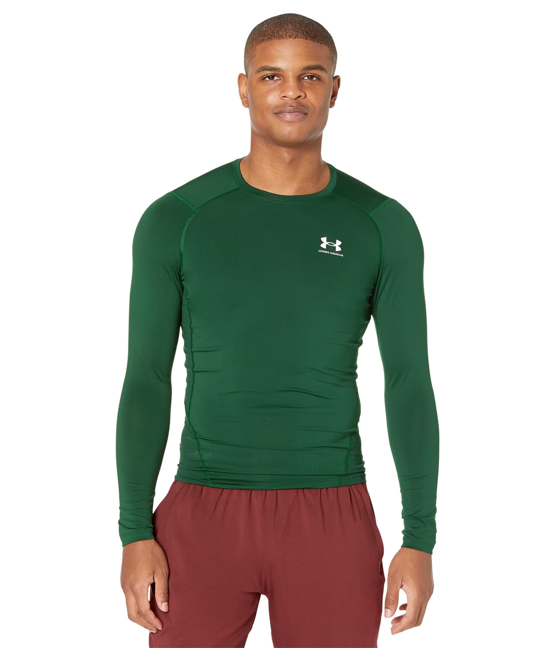 Under Armour Men's Armour HeatGear Compression Long-Sleeve T-Shirt, Forest Green (301)/White, XX-Large