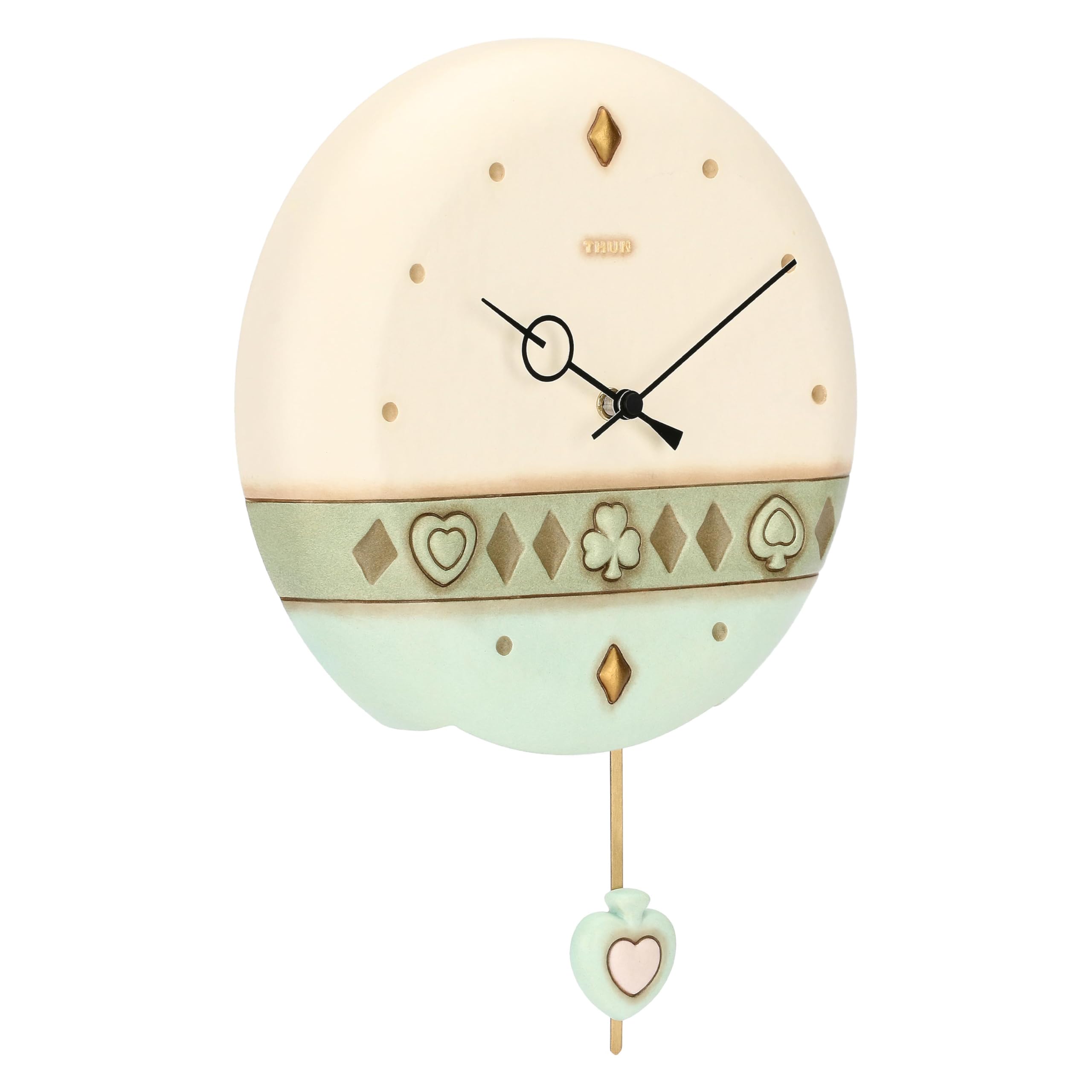 THUN Orologio a Pendolo in Ceramica Incanto di Primavera, 25,8x25,8x4,9 cm, Stile Raffinato