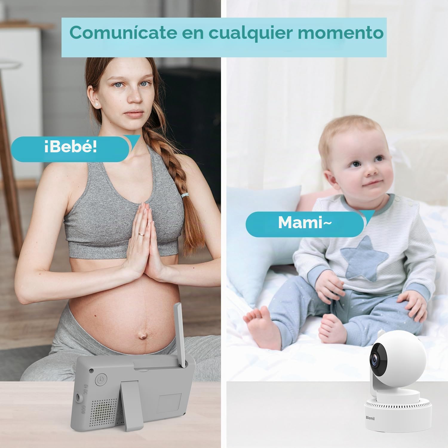 Monitor de bebé actualizado con batería de 29 horas, monitor de video IPS de pantalla dividida de 4.3 pulgadas con dos cámaras y audio, panorámica/inclinación/zoom remoto, conversación bidireccional