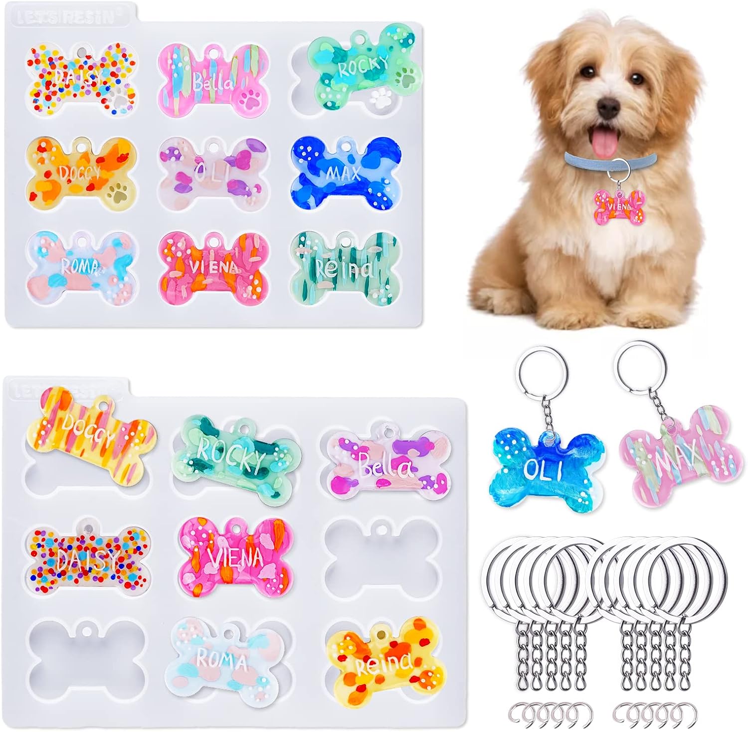 Amazon.com: LET'S RESIN Pet Tag Resin Molds Silicone, Cat Dog Tag Molds ...