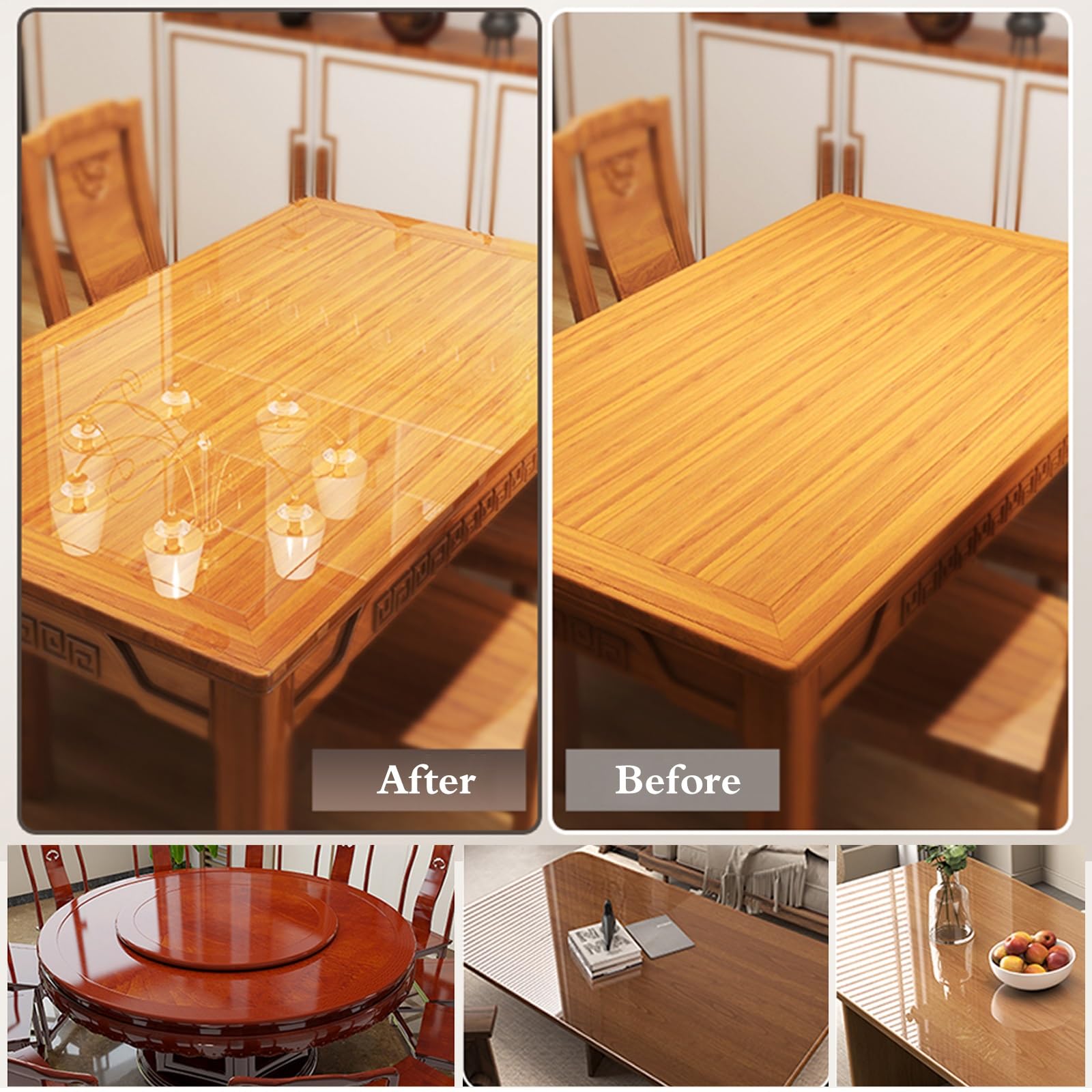 RENLXFI Furniture Protection Film for Cabinets, Clear Contact Paper Peel and Stick for Kitchen/Office/Retail Shops, Oil Proof Wall Tabletop Protector Roll(40x150in/102x381cm)