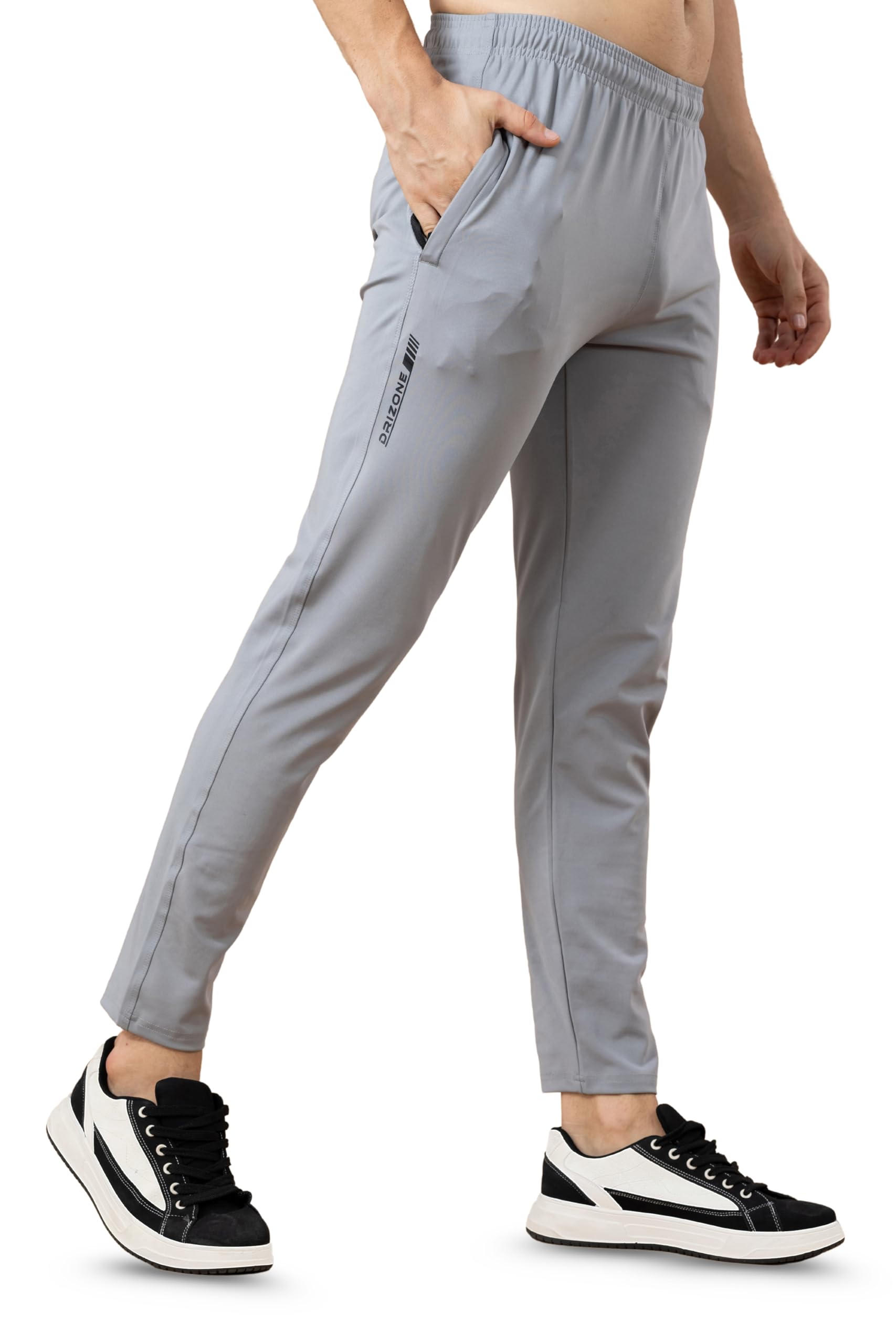 drizone 4 Way Stretch Track Pants for Men | Lycra Polyester Gym Lower Regular Fit with Zipper Pocket | Workout & Sports Wear-picture-28
