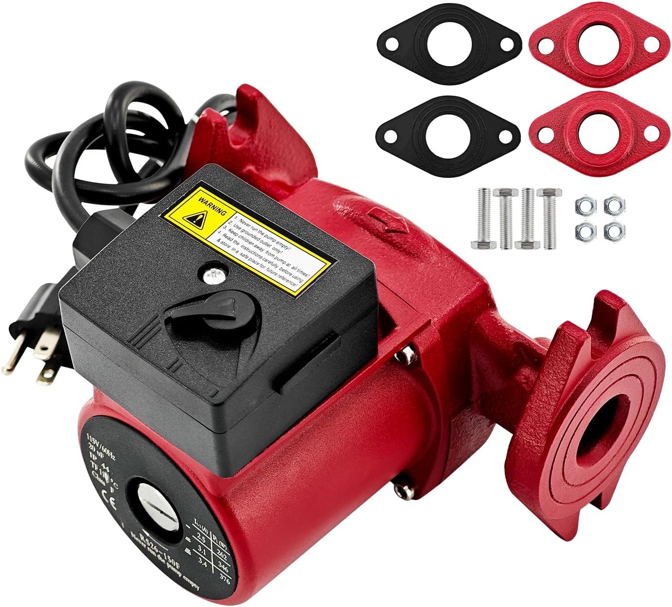 Hot Water Circulator Pump 115V Compatible with Grundfos UPS26-150F 95906630, Cast Iron Recirculating Pump 1/3 HP, 3-Speed Circulation Pump Suitable for Various Closed-loop Systems