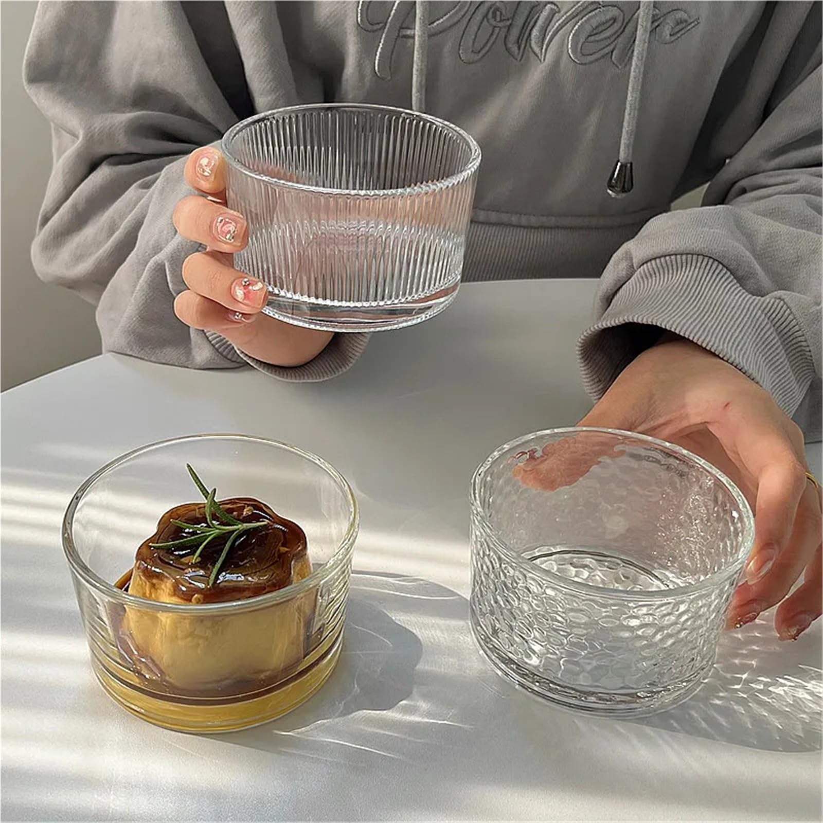 Ensaladeras Juego de minicuencos de vidrio transparente, 4 Uds., postres de cocina, ensaladera, salsas for el hogar, pudín, fruta, charcutería, tazones for preparación de comidas Para Cereales, Ensala