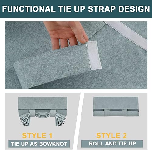 Miniatura 3 de FantasDecor Persianas romanas opacas con amarre y aislamiento térmico, Tricia, cortina de vidrio francés, bloqueo de luz, oscurecimiento de