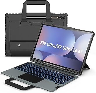 Nillkin for Samsung Galaxy Tab S10 Ultra Carry Go Portable Handle Detachable Keyboard Case with 7 Backlit, Kickstand, Trackpad, S Pen Holder, S9 Ultra 5G (14.6 inch)
