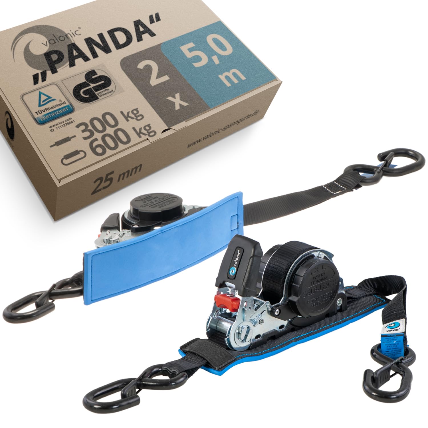NEIKO 51005A Cinghia Di Traino Resistente Con Ganci - 2 Pezzi, 5 Cm X 6 Mt, Capacità 4,5 Tonnellate