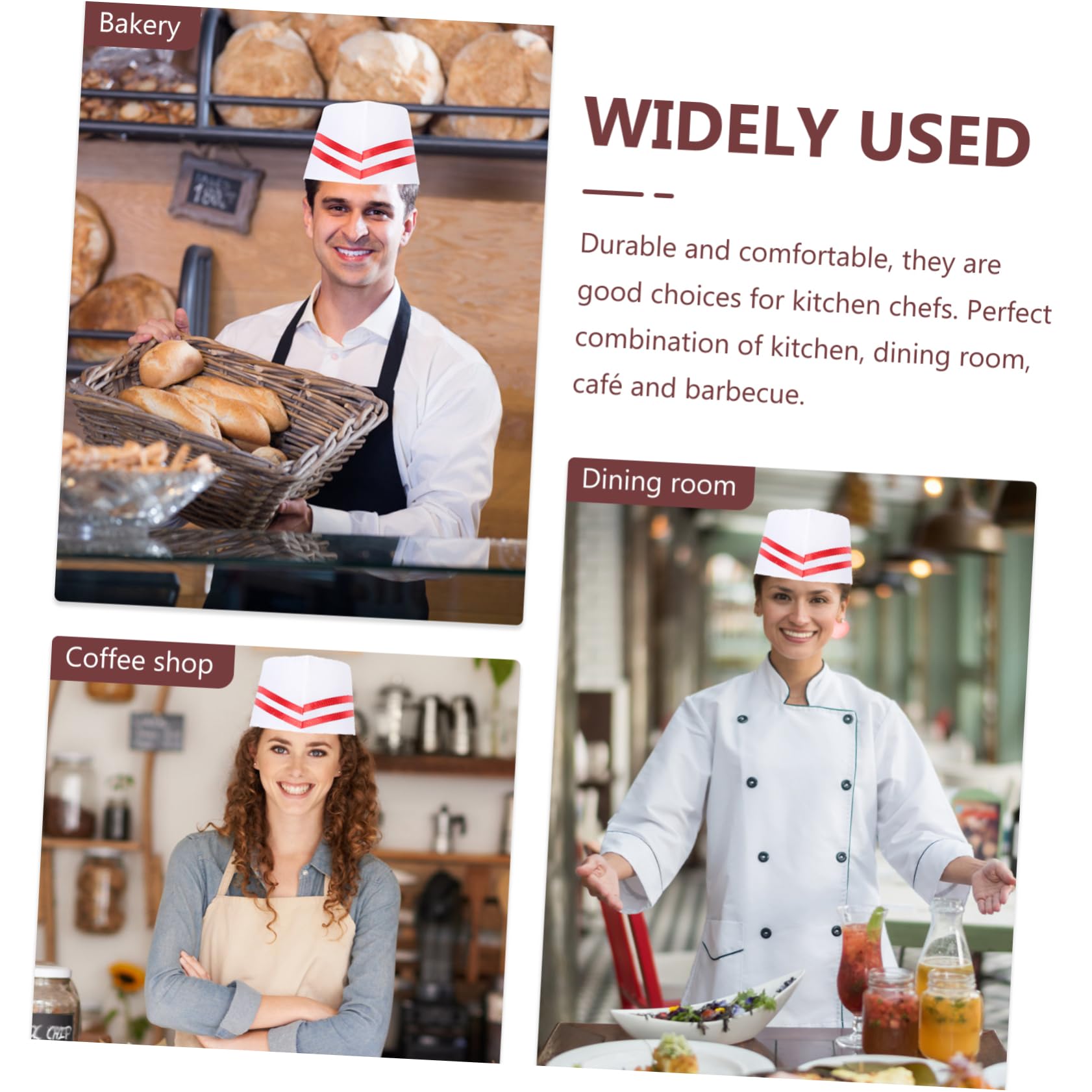 Healvian Gorro De Chef Unisex Sombreros De Cocina Clásicos para Chefs para Restaurantes Y Cafés