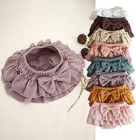 Vista 7 de Faldas de algodón para bebé recién nacida con pantalones cortos integrados para niños pequeños, cubrepañales con volantes y diadema con lazos