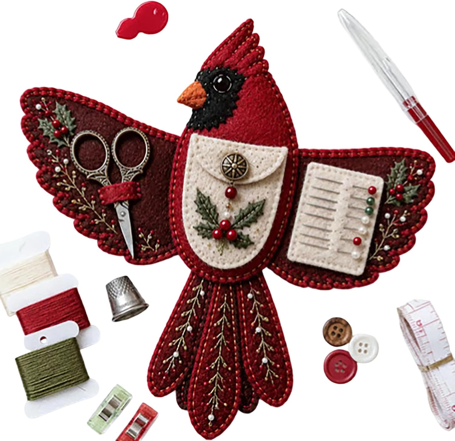 Bird Shaped Felt Sewing Organizer DIY Kit Portable Decorative Crafts Pouch