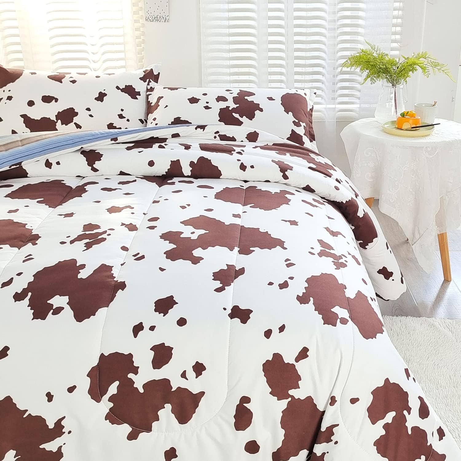 Cow Print Bedding Reversible Plaid Cow Print Comforter Grid