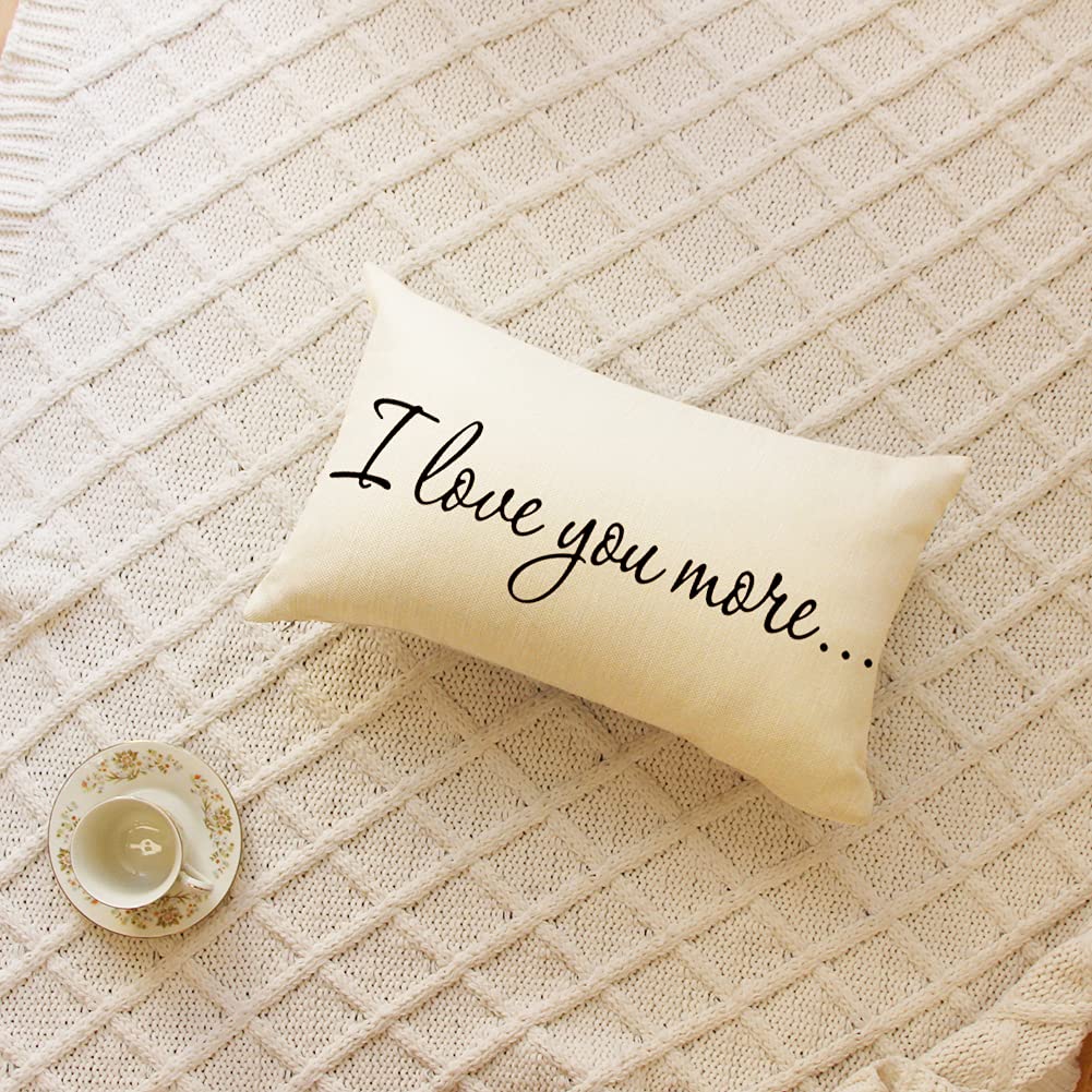 Ogiselestyle Farmhouse Pillow Covers with I Love You More Quotes 12