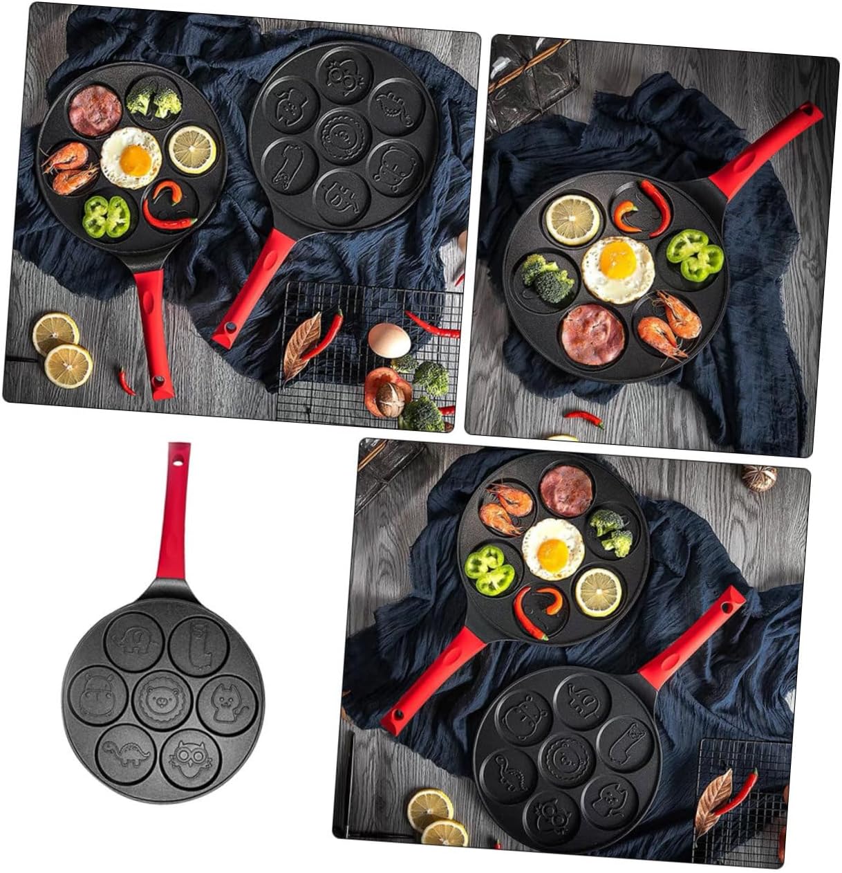 Ciieeo Nonstick Animal Pattern Egg Frying Pan for Healthy Cooking Breakfast Waffle Maker Easy Clean Kitchen Essential for Family Meals and Induction Cooktops