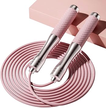 Speed Jump Rope for Fitness - Skipping Rope for Women Men Exercise with Adjustable Length Jumping Rope and Alloy & Silicone Handles Suitable for Workout Boxing Home Gym