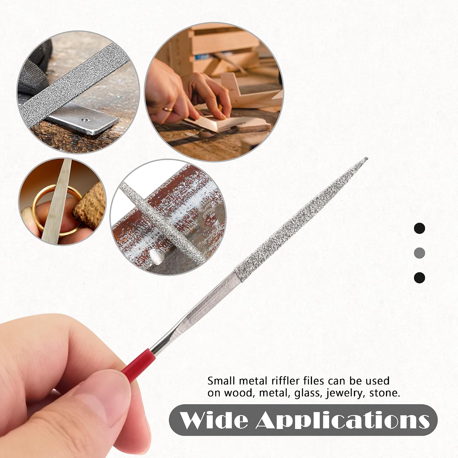 Quacc 10 PCS Diamond Needle File Set Small Metal Riffler Files Miniature Files Tools 140mm for Glass Wood Stone Jewelry
