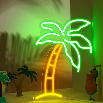 ROCEEI Tropical Palm LED Neon Sign Neon USB Powered Lights Sign Wall Art Gifts for Christmas Room Kids Bedroom Birthday Party Bar Decor