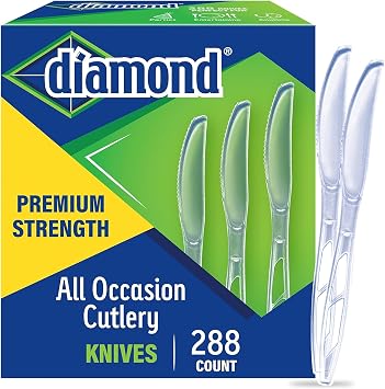 Diamond All Occasion Clear Disposable Cutlery, including 288 Knives