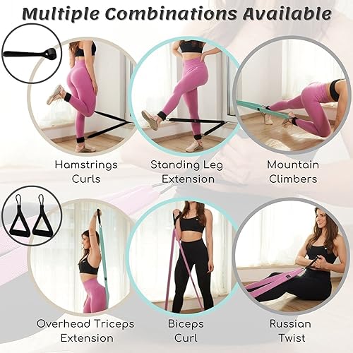 Miniatura 5 de Awegym Bandas de resistencia largas de tela, bandas largas para entrenamiento, juego de bandas de resistencia de cuerpo completo, bandas de