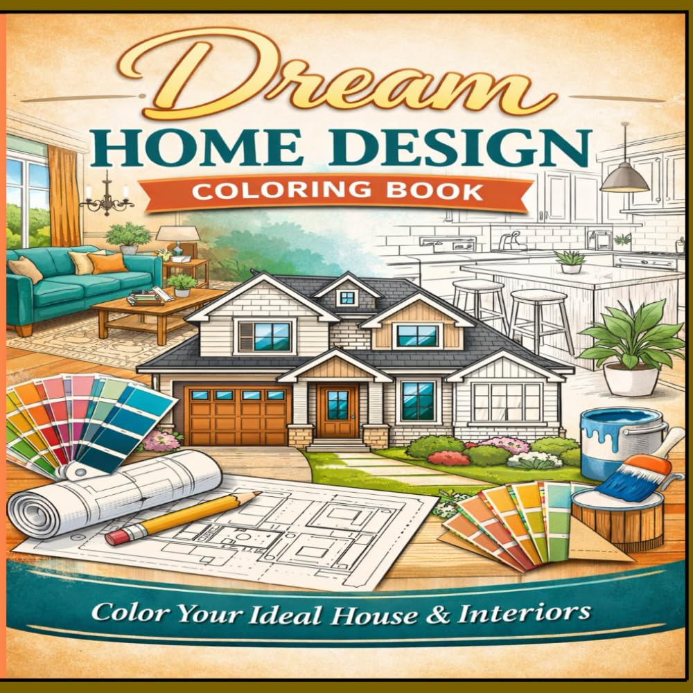 Home Design Coloring Book for Adults: Modern Interiors, Luxury Living Spaces & Architectural Rooms for Relaxation and Creativity
