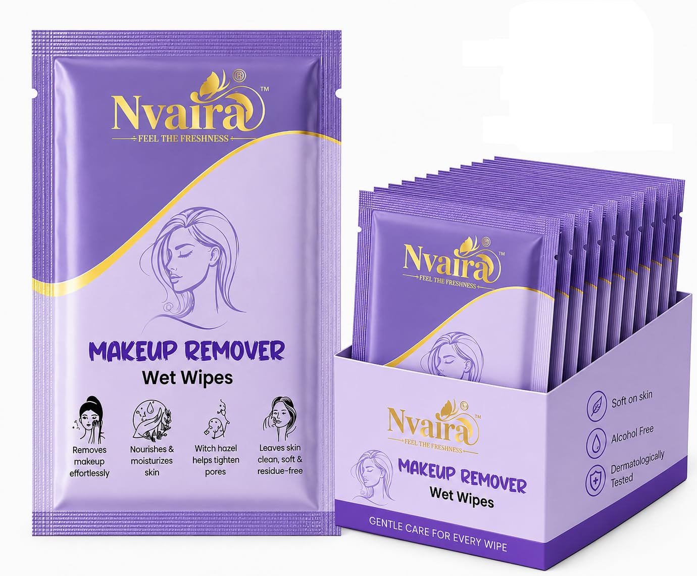 Makeup Remover Wet Wipes – Pack of 50 Individually Wrapped Sachets | Alcohol-Free Facial Cleansing Wipes | Removes Waterproof Makeup | Gentle & Refreshing for All Skin Types (Pack Of 50)-picture-24