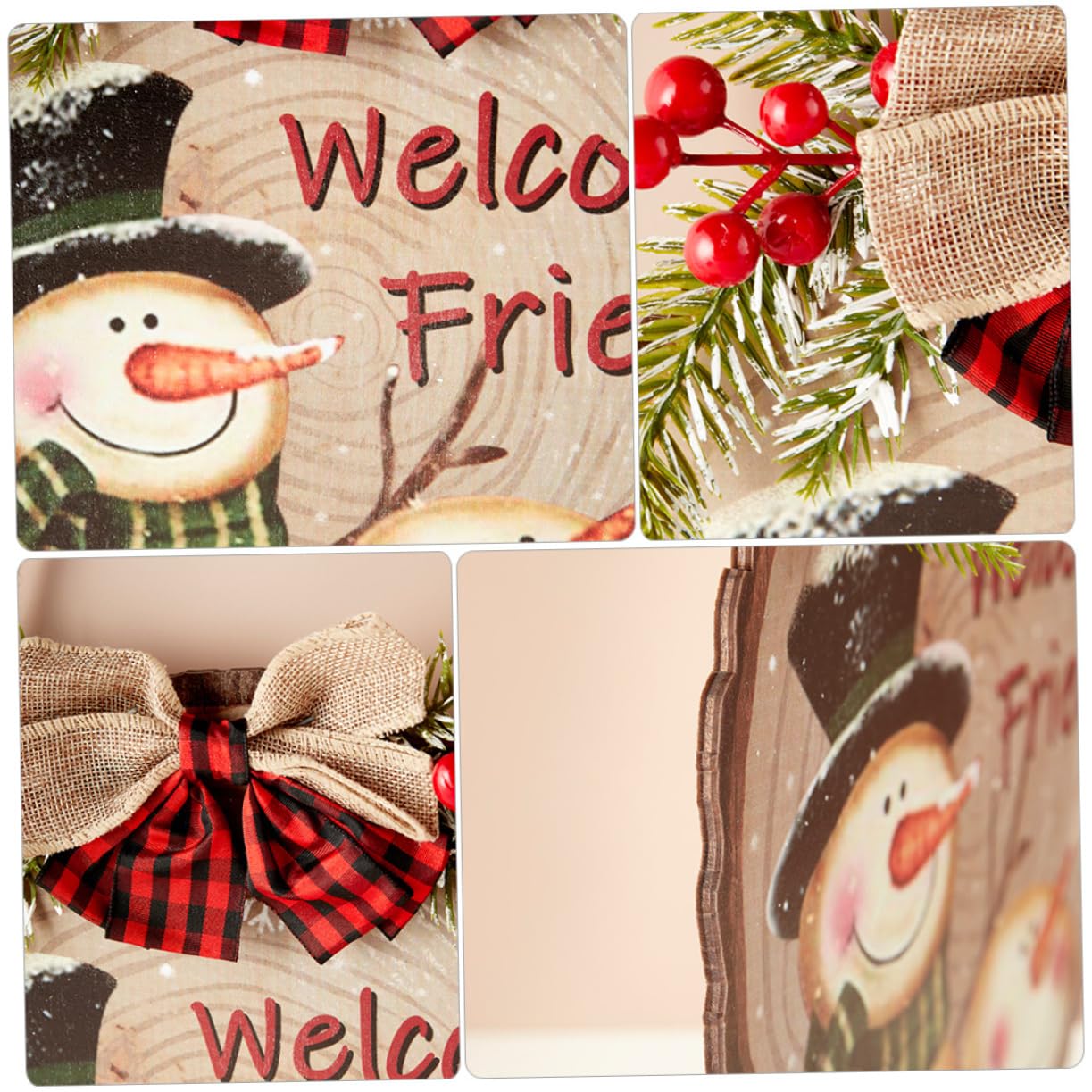 TOPBATHY 3 Piezas Colgante de de Puerta de Navidad Letrero de Porche de Navidad Decoraciones navideñas Guirnalda decoración de Puerta de Madera Cartel Colgante de Madera