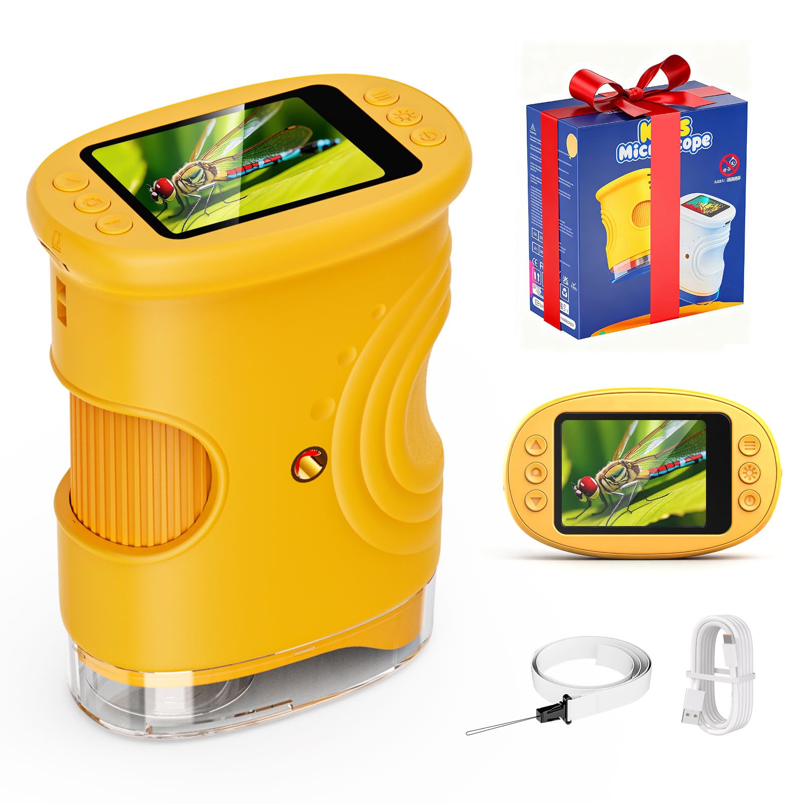 Microscope for Kids - 1000X Kids Handheld Pocket Microscope with 4K IPS Screen, Portable Photo Video Education Miniscope for Birthday for Children