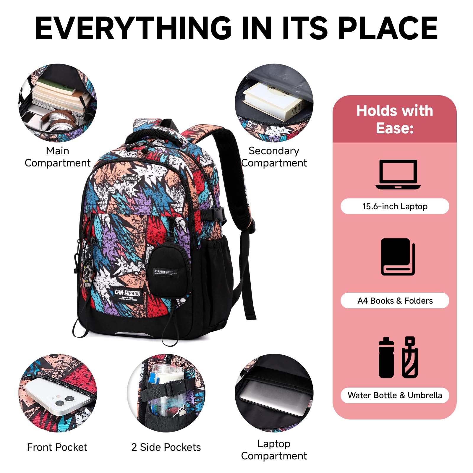 Amythe Sac à Dos à roulettes Garçons Collège, Cartable Scolaire à Chariot Détachable pour Garçons, Poche Ordinateur 15.6", 6 Roues pour L'école, Voyages et Loisirs