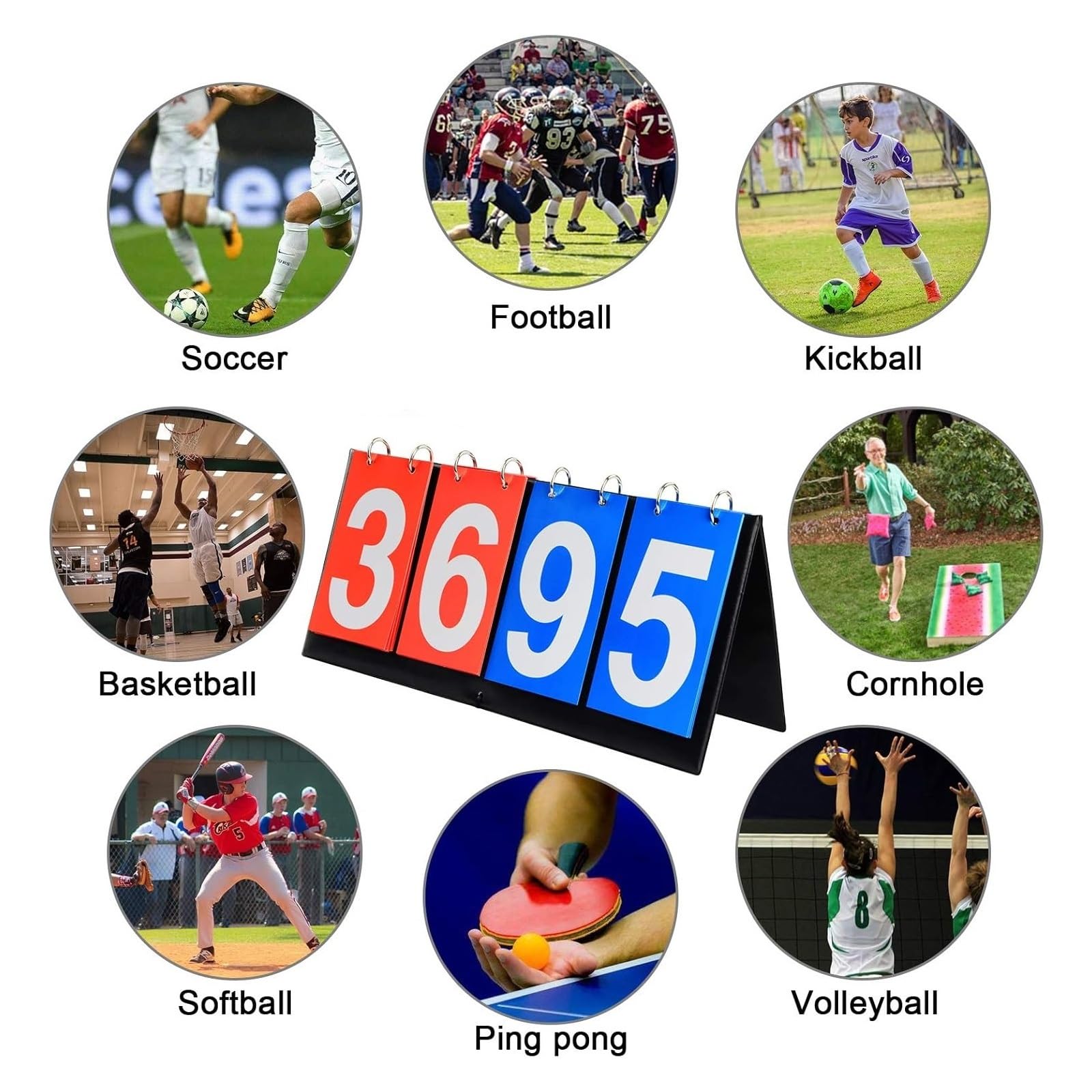 Digitale Flip-Anzeigetafel, tragbar, 2/4/6-Digital Tabletop Flip Scoreboard Rot und Blau for Sport