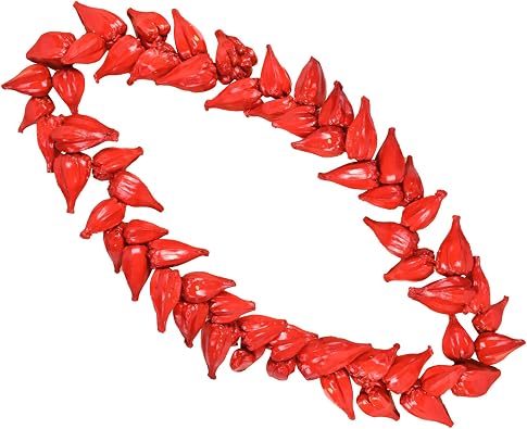 Handmade Samoan Ula Fala Necklace - Natural Material Cultural Beach Necklace for Women & Men, Hawaiian Festival Gift, Red Ceremonial Jewelry