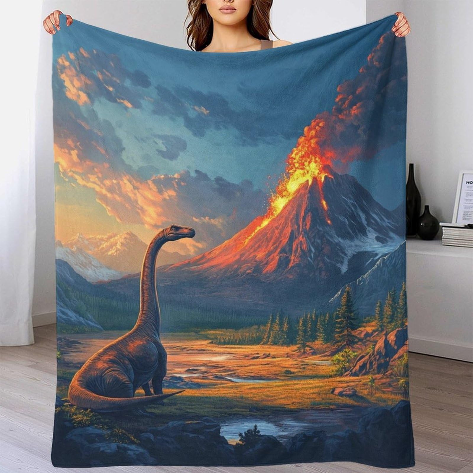 Plaid dinosaure pour des soirées cinéma en famille avec cette couverture polaire