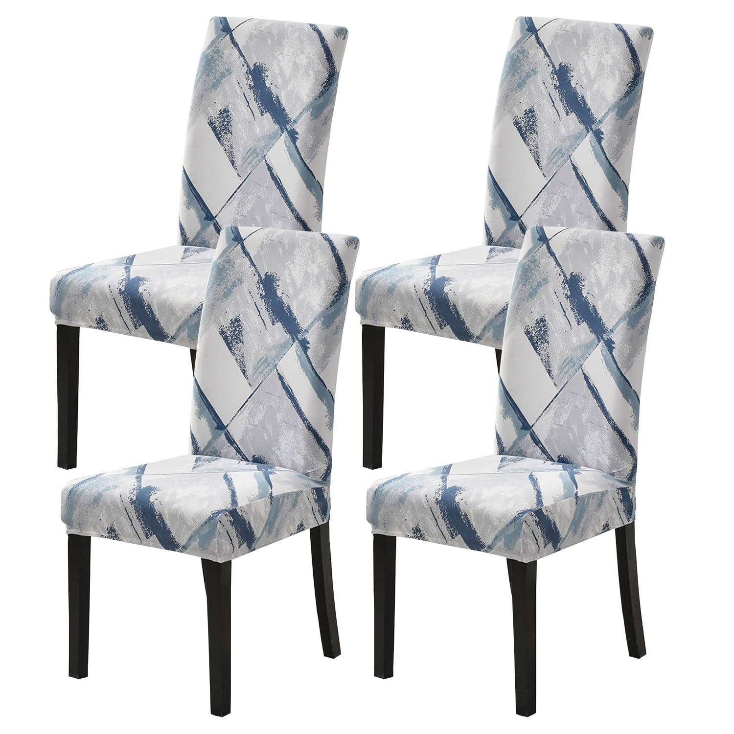 HZDHCLH Chair Covers Set of 4/6 Stretch Modern Chair Slipcovers for Dining Room Kitchen Wedding Party Washable Chair Protector(4pcs,Blue simple)