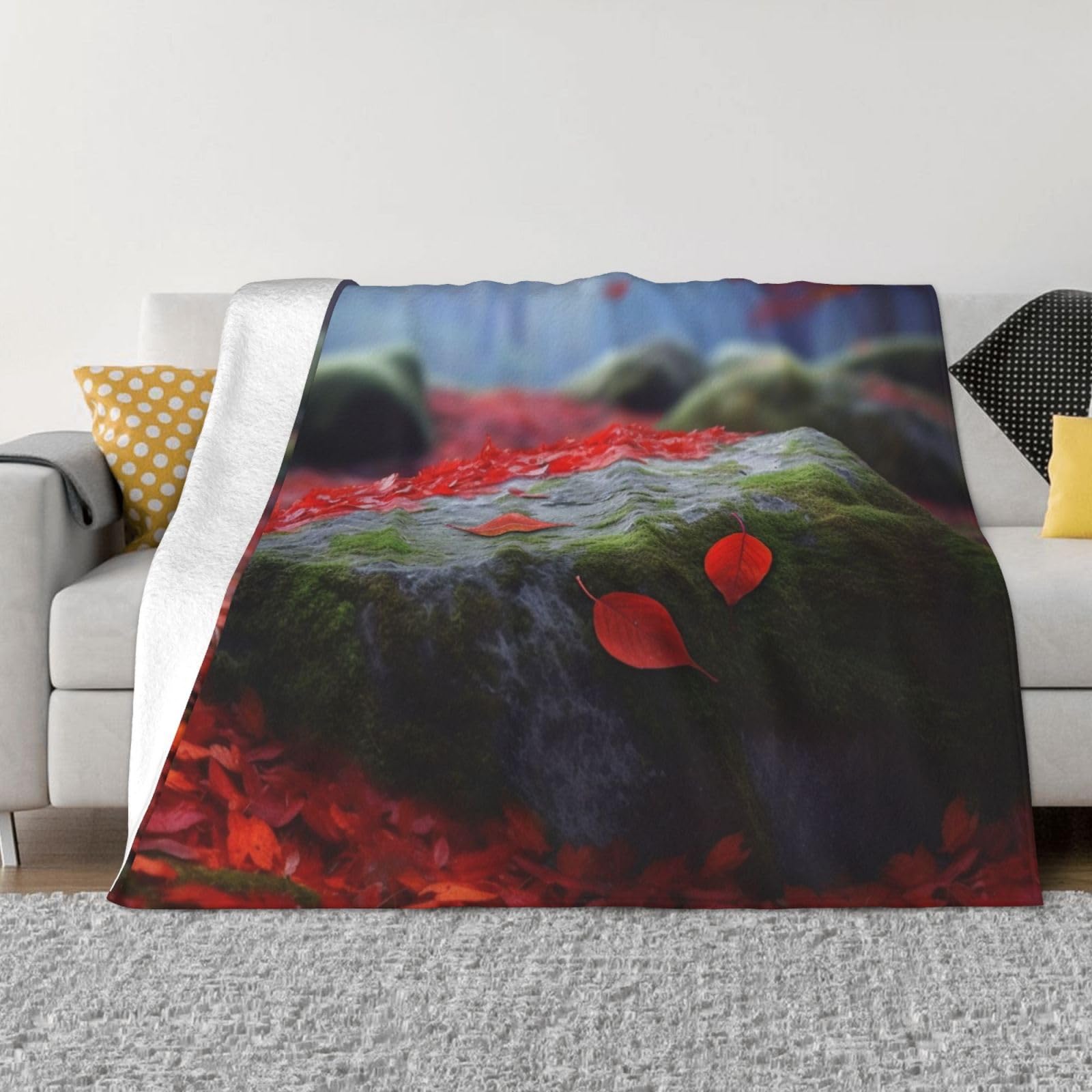 Couverture de canapé feuille rouge pour des soirées cocooning