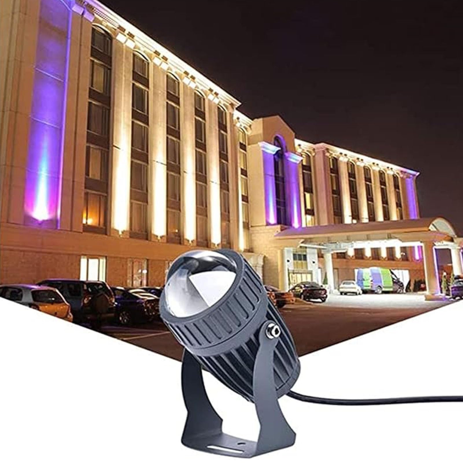 Proyectores LED - Focos para Exterior, Foco De Haz Estrecho De 10W, Foco De Luz LED Resistente Al Agua IP65, Foco LED Ajustable De Larga Distancia, para Exteriores De Edificios, Bodas(White)
