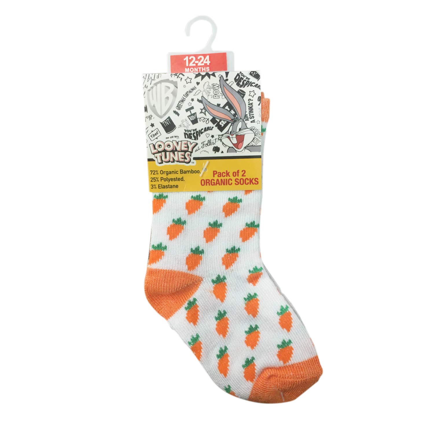 Bugs BunnyBamboo Cotton Sock - Printed (Pack of 3) - White/Green/Grey 12-24M