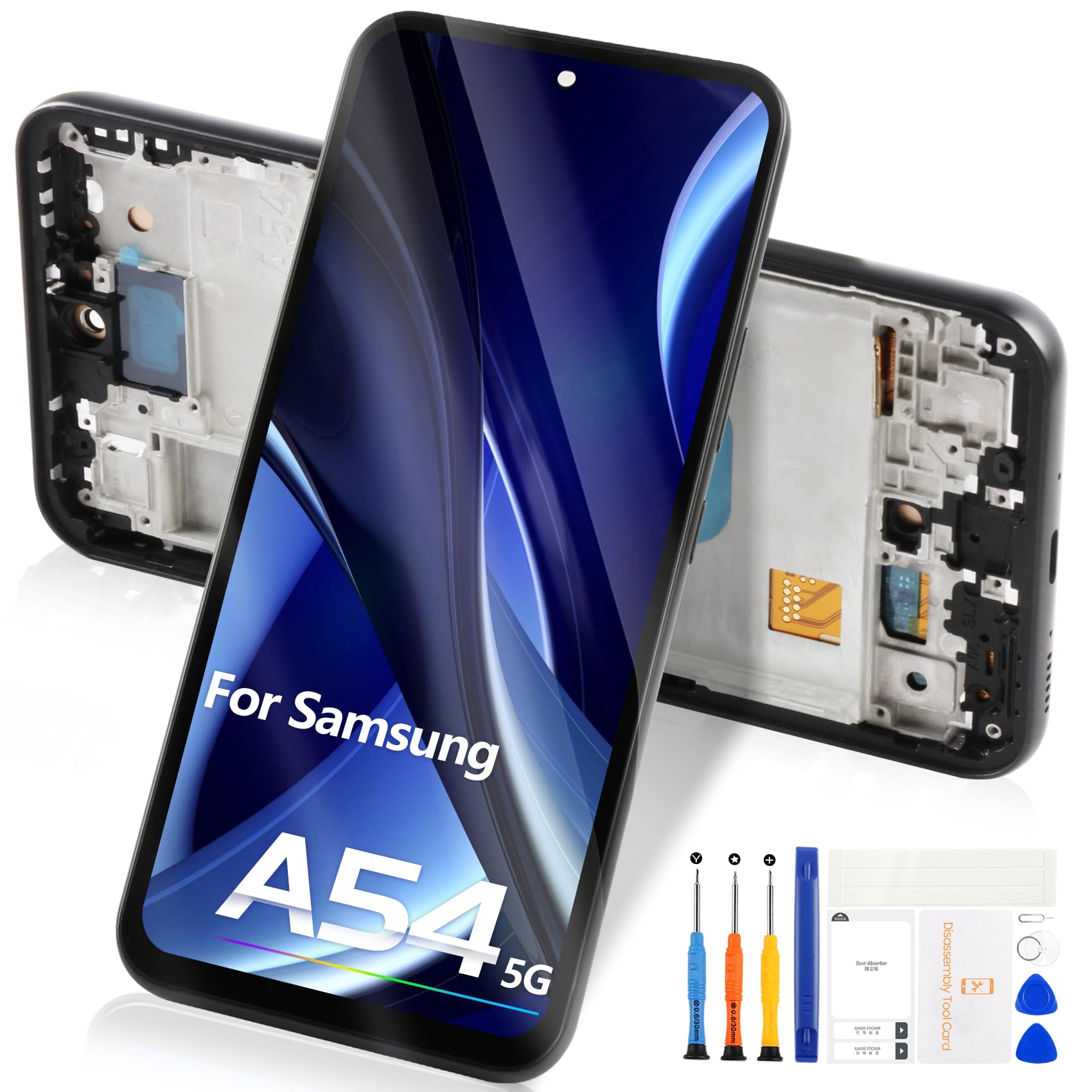 Reparo LCD Écran pour Samsung Galaxy A54 5G Replacement pour Samsung A54 5G LCD Display Écran Tactile Numériseur Capteur Verre Full Assemblé SM-A546B SM-A546B/DS SM-A546E (Noir avec Cadre)