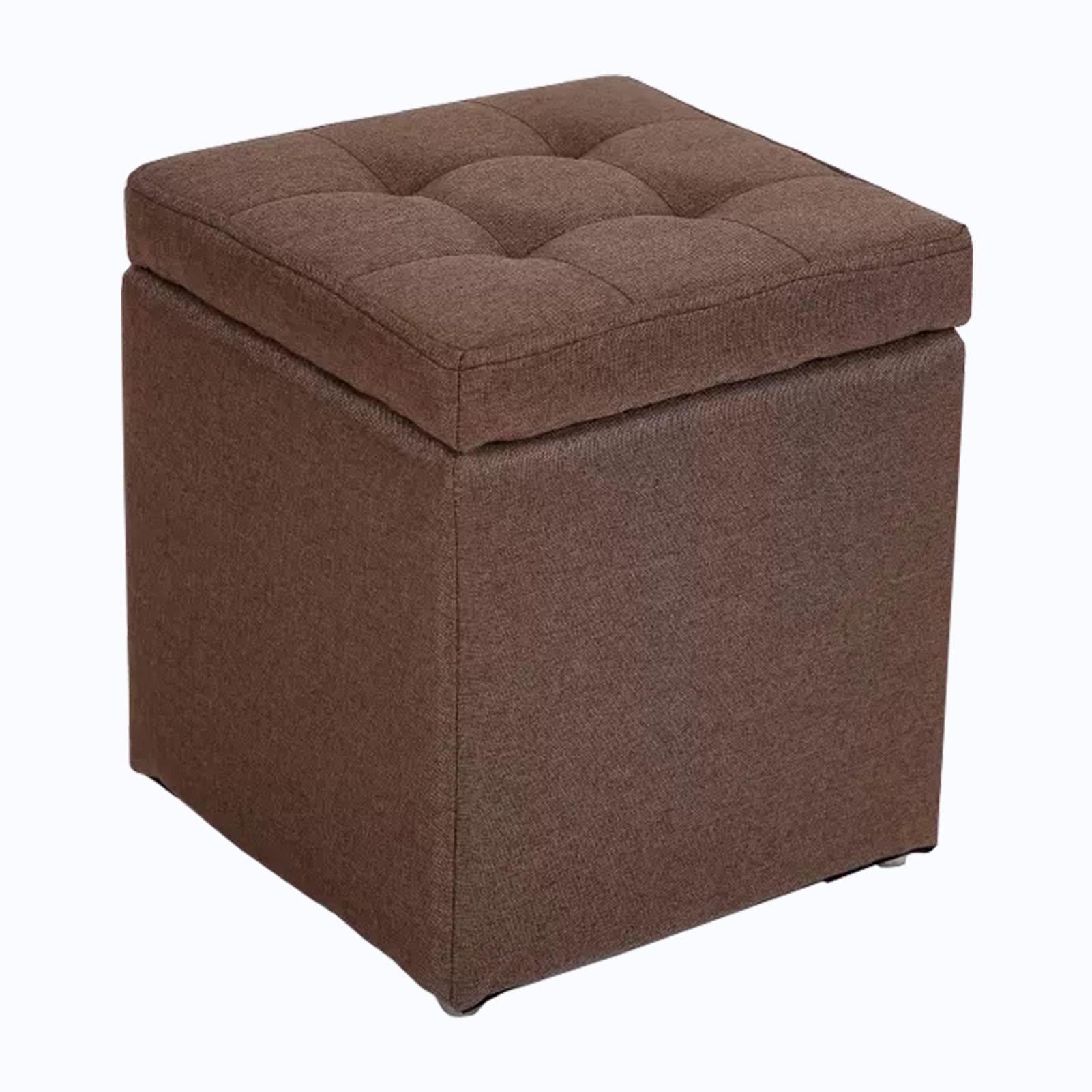 Repose-pieds de rangement marron pour stopper le désordre du salon pouf en lin