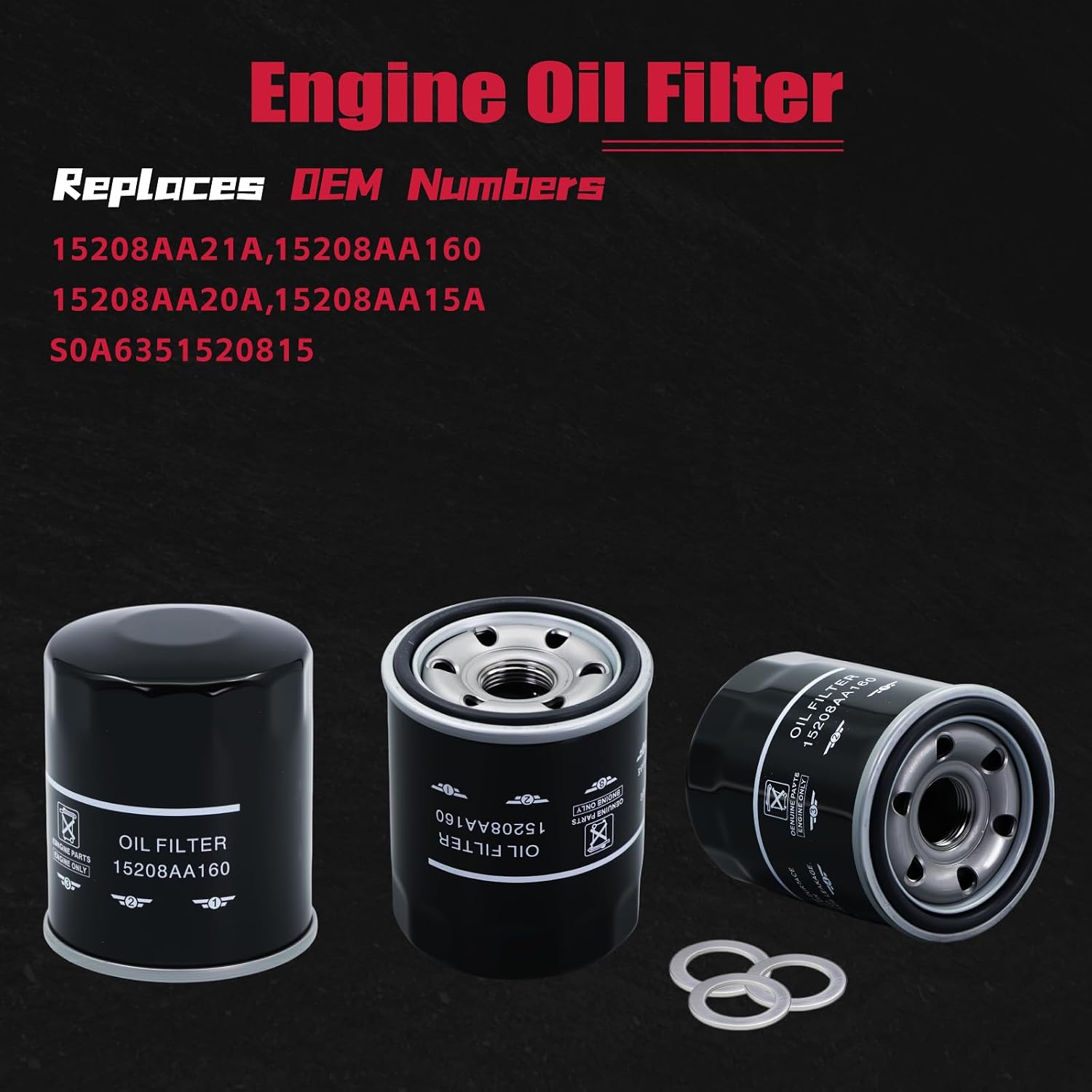 15208AA21A/Oil Filters Compatible with Subaru 2013-25 Outback & Legacy, 2012-25 Impreza, 2011-25 Forester, 2016-25 Crosstrek, 2013-25 XV Crosstrek, 2019-25 Ascent (Set of 3)