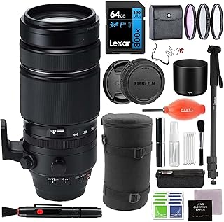 FUJIFILM XF Series XF 100-400mm f/4.5-5.6 R LM OIS WR Lens - Black with Advanced Bundle, UV Filter Kit, Cap Leash, Monopod & More