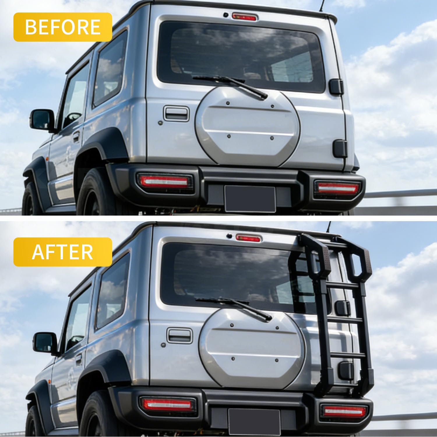 Heckklappenleiter kompatibel mit Suzuki Jimny Sierra JB64 JB74 2018–2024, Hecktür-Kletterverkleidungszubehör, Geländeleiter, Leichtes Aluminiumlegierungsmaterial