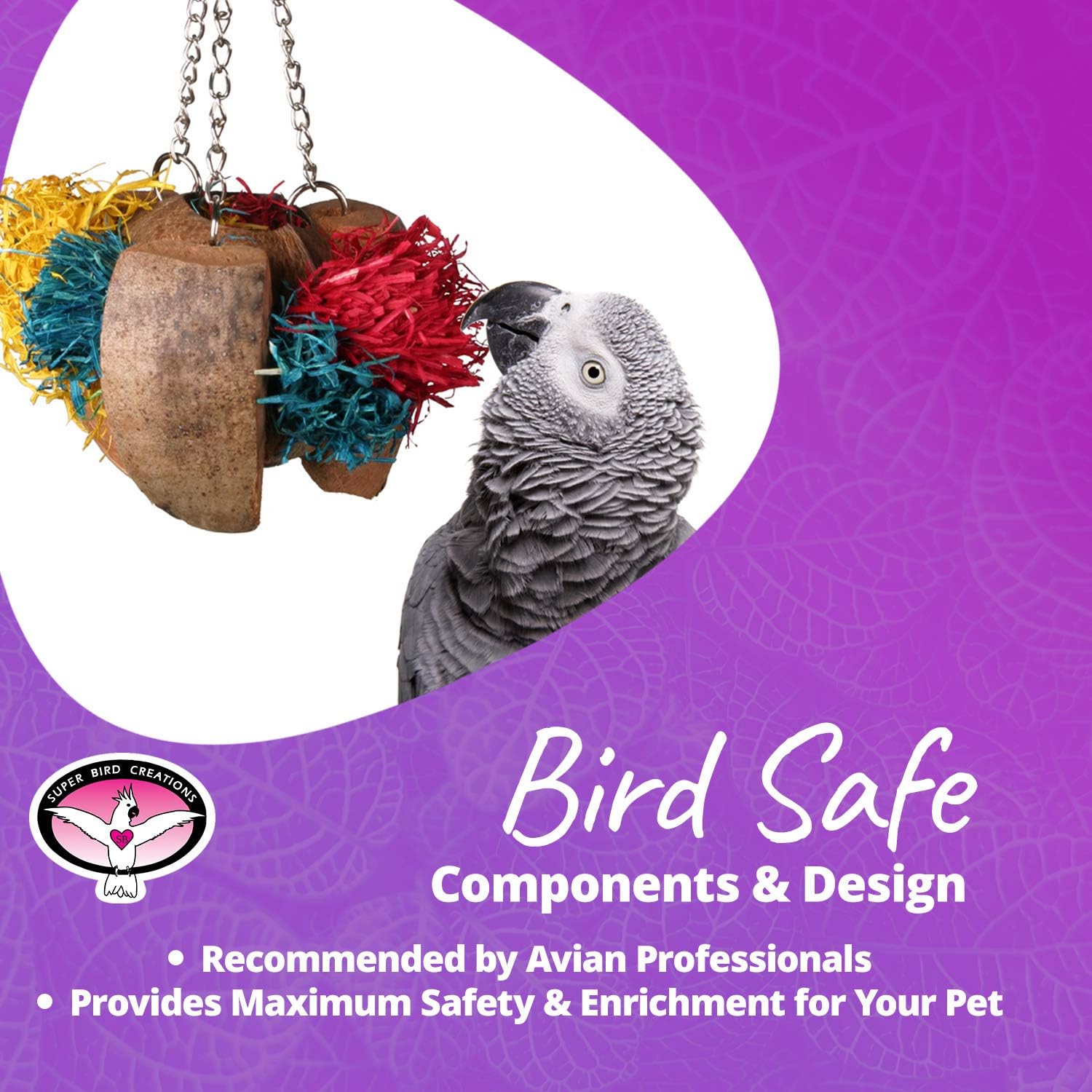 SUPERBIRD Creations SB1115 Coco Corn Husk Bird Toy, Large Bird Size, 14.5
